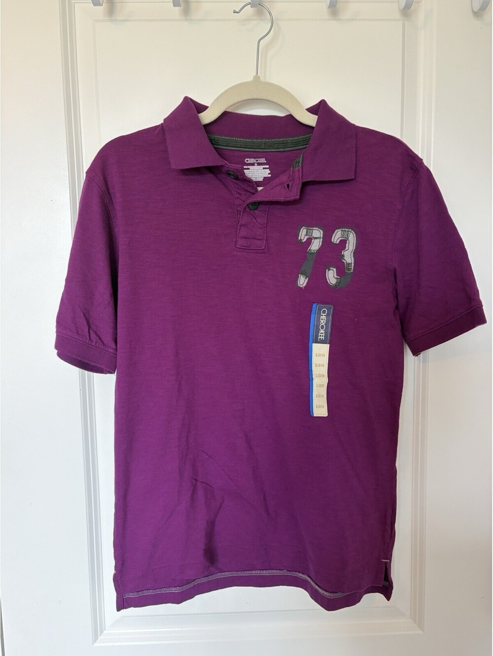 Cherokee Boys Large 12/14 NWT Short Sleeve Shirt Purple Summer School
